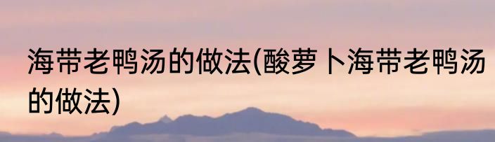 海带老鸭汤的做法(酸萝卜海带老鸭汤的做法)