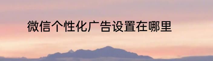 微信个性化广告设置在哪里 