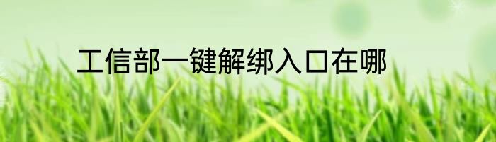 工信部一键解绑入口在哪 