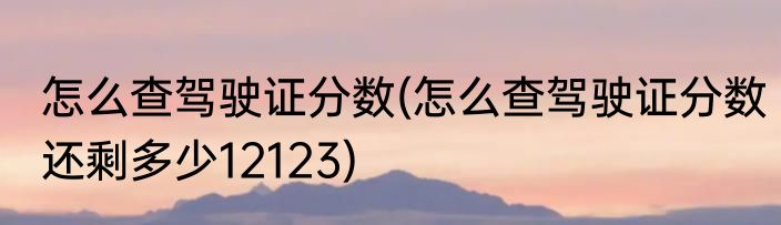 怎么查驾驶证分数(怎么查驾驶证分数还剩多少12123)