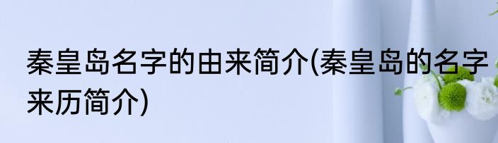 秦皇岛名字的由来简介(秦皇岛的名字来历简介)