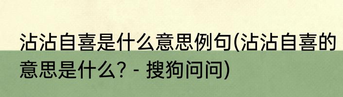 沾沾自喜是什么意思例句(沾沾自喜的意思是什么? - 搜狗问问)