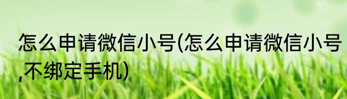 怎么申请微信小号(怎么申请微信小号,不绑定手机)