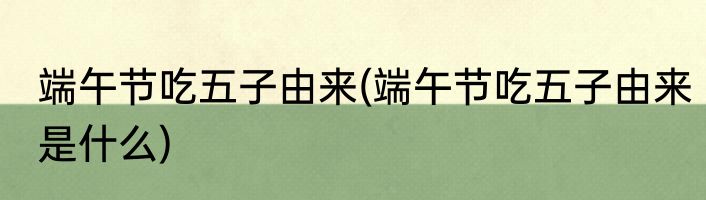 端午节吃五子由来(端午节吃五子由来是什么)