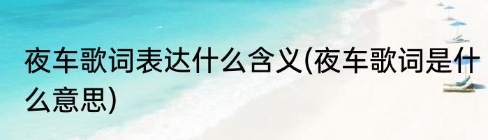 夜车歌词表达什么含义(夜车歌词是什么意思)
