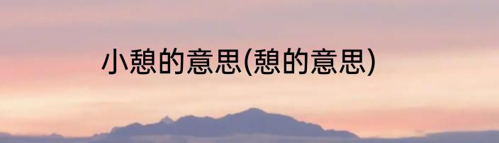 小憩的意思(憩的意思)