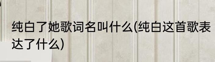 纯白了她歌词名叫什么(纯白这首歌表达了什么)