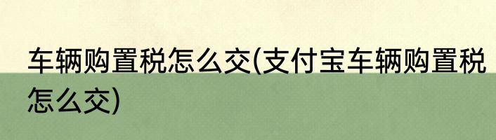 车辆购置税怎么交(支付宝车辆购置税怎么交)