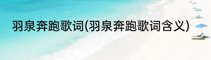 羽泉奔跑歌词(羽泉奔跑歌词含义)