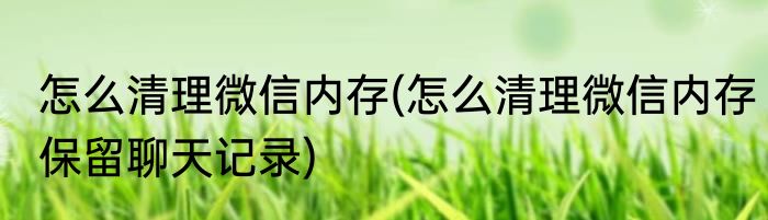 怎么清理微信内存(怎么清理微信内存保留聊天记录)