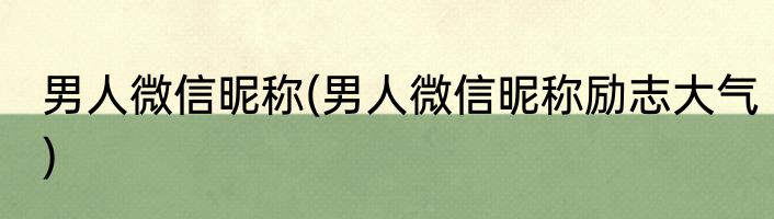 男人微信昵称(男人微信昵称励志大气)