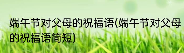 端午节对父母的祝福语(端午节对父母的祝福语简短)