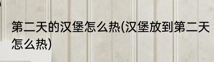 第二天的汉堡怎么热(汉堡放到第二天怎么热)