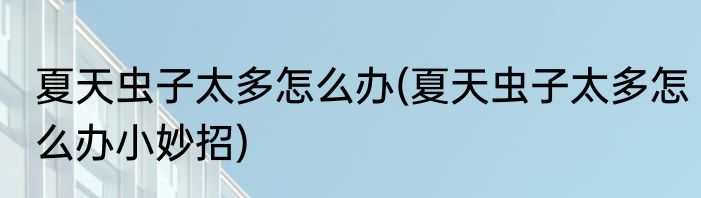 夏天虫子太多怎么办(夏天虫子太多怎么办小妙招)