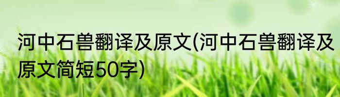 河中石兽翻译及原文(河中石兽翻译及原文简短50字)