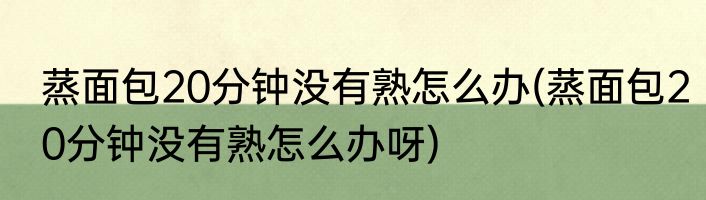 蒸面包20分钟没有熟怎么办(蒸面包20分钟没有熟怎么办呀)