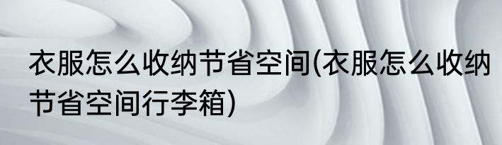 衣服怎么收纳节省空间(衣服怎么收纳节省空间行李箱)