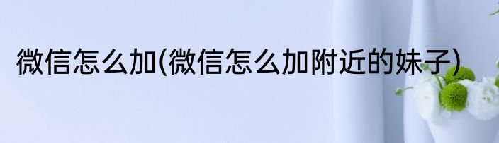微信怎么加(微信怎么加附近的妹子)