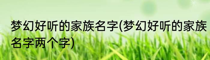 梦幻好听的家族名字(梦幻好听的家族名字两个字)