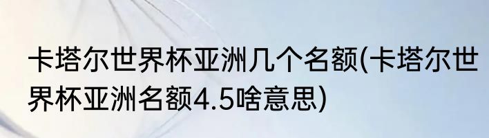 卡塔尔世界杯亚洲几个名额(卡塔尔世界杯亚洲名额4.5啥意思)