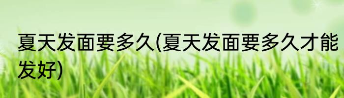 夏天发面要多久(夏天发面要多久才能发好)