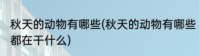 秋天的动物有哪些(秋天的动物有哪些都在干什么)