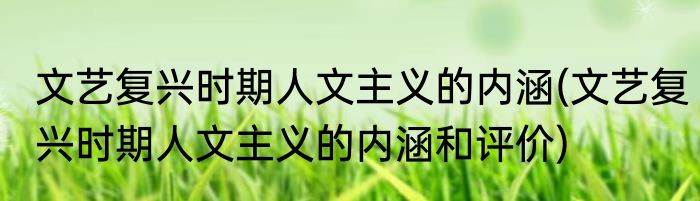 文艺复兴时期人文主义的内涵(文艺复兴时期人文主义的内涵和评价)