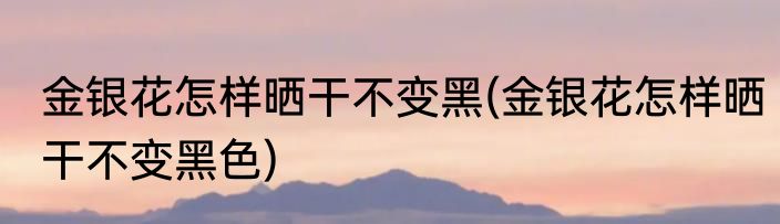 金银花怎样晒干不变黑(金银花怎样晒干不变黑色)