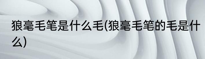 狼毫毛笔是什么毛(狼毫毛笔的毛是什么)