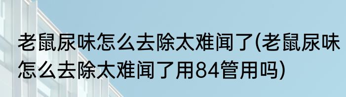 老鼠尿味怎么去除太难闻了(老鼠尿味怎么去除太难闻了用84管用吗)