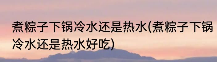 煮粽子下锅冷水还是热水(煮粽子下锅冷水还是热水好吃)