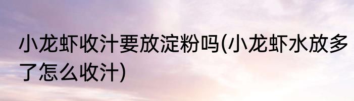 小龙虾收汁要放淀粉吗(小龙虾水放多了怎么收汁)