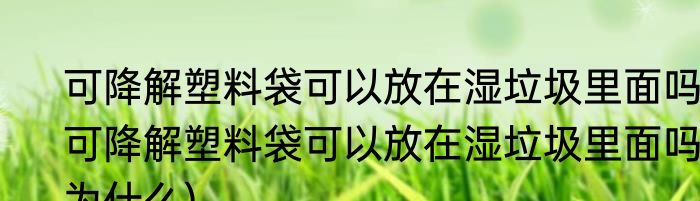 可降解塑料袋可以放在湿垃圾里面吗(可降解塑料袋可以放在湿垃圾里面吗为什么)