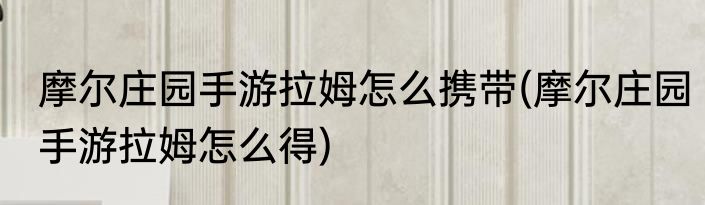 摩尔庄园手游拉姆怎么携带(摩尔庄园手游拉姆怎么得)