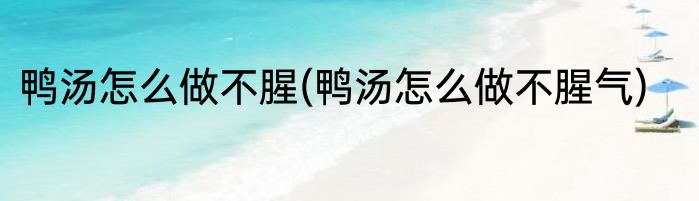鸭汤怎么做不腥(鸭汤怎么做不腥气)