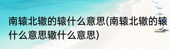 南辕北辙的辕什么意思(南辕北辙的辕什么意思辙什么意思)