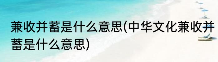 兼收并蓄是什么意思(中华文化兼收并蓄是什么意思)