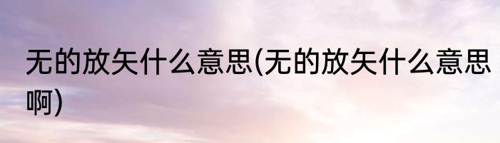 无的放矢什么意思(无的放矢什么意思啊)