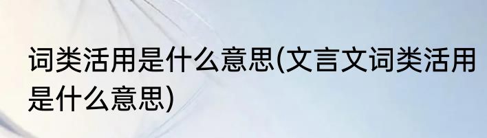 词类活用是什么意思(文言文词类活用是什么意思)