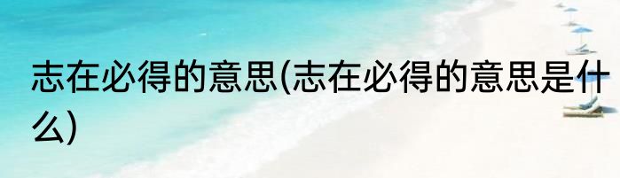 志在必得的意思(志在必得的意思是什么)