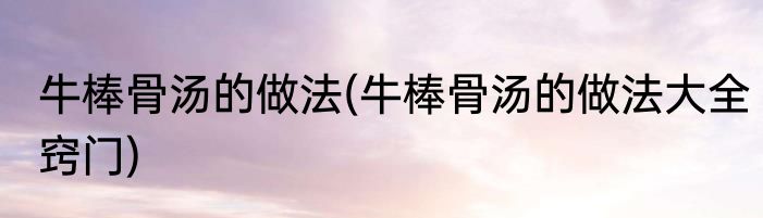 牛棒骨汤的做法(牛棒骨汤的做法大全窍门)