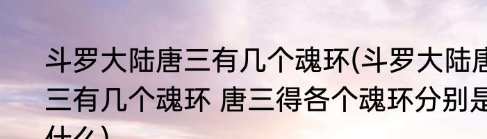 斗罗大陆唐三有几个魂环(斗罗大陆唐三有几个魂环 唐三得各个魂环分别是什么)