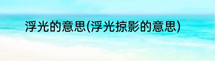 浮光的意思(浮光掠影的意思)