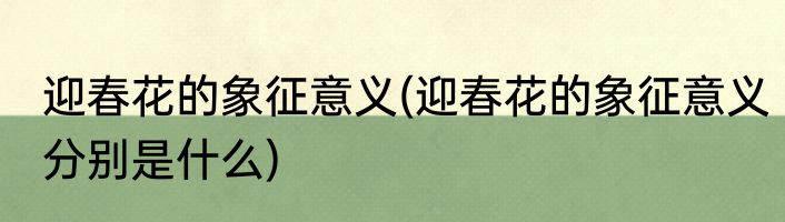 迎春花的象征意义(迎春花的象征意义分别是什么)