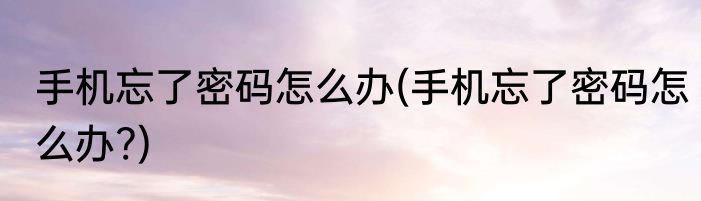 手机忘了密码怎么办(手机忘了密码怎么办?)