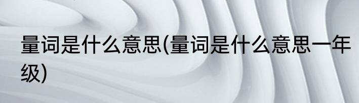 量词是什么意思(量词是什么意思一年级)