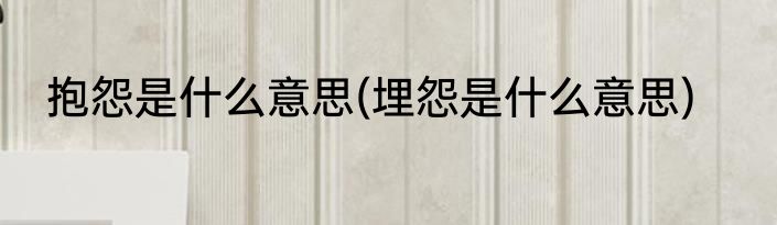 抱怨是什么意思(埋怨是什么意思)