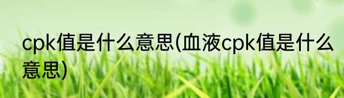 cpk值是什么意思(血液cpk值是什么意思)