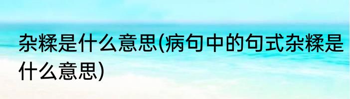 杂糅是什么意思(病句中的句式杂糅是什么意思)