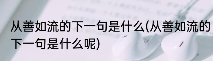 从善如流的下一句是什么(从善如流的下一句是什么呢)